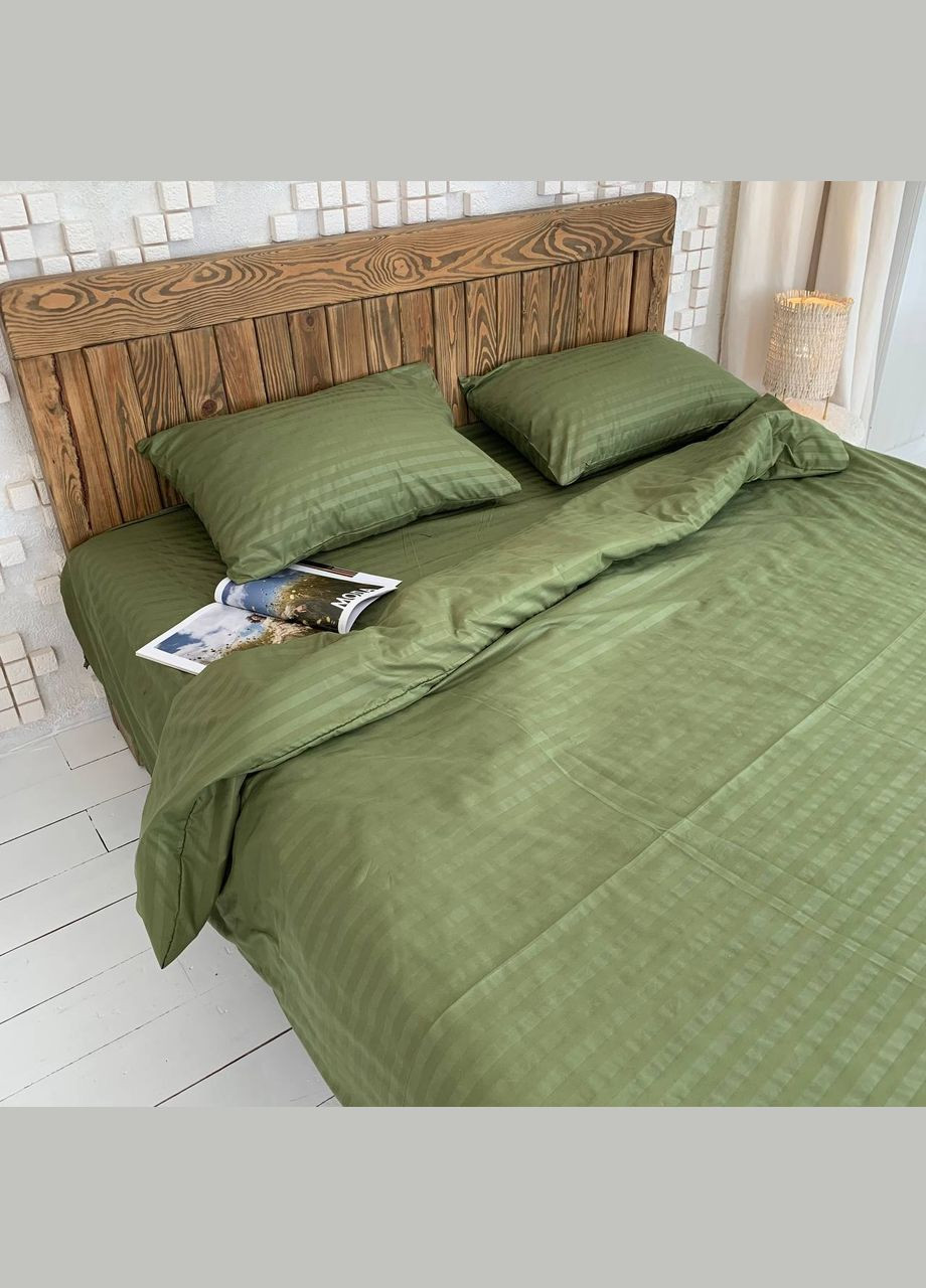 Полутораспальный КПБ микро страйп сатин "Олива" (145х210, 70х70) Glav Textile (297365325)