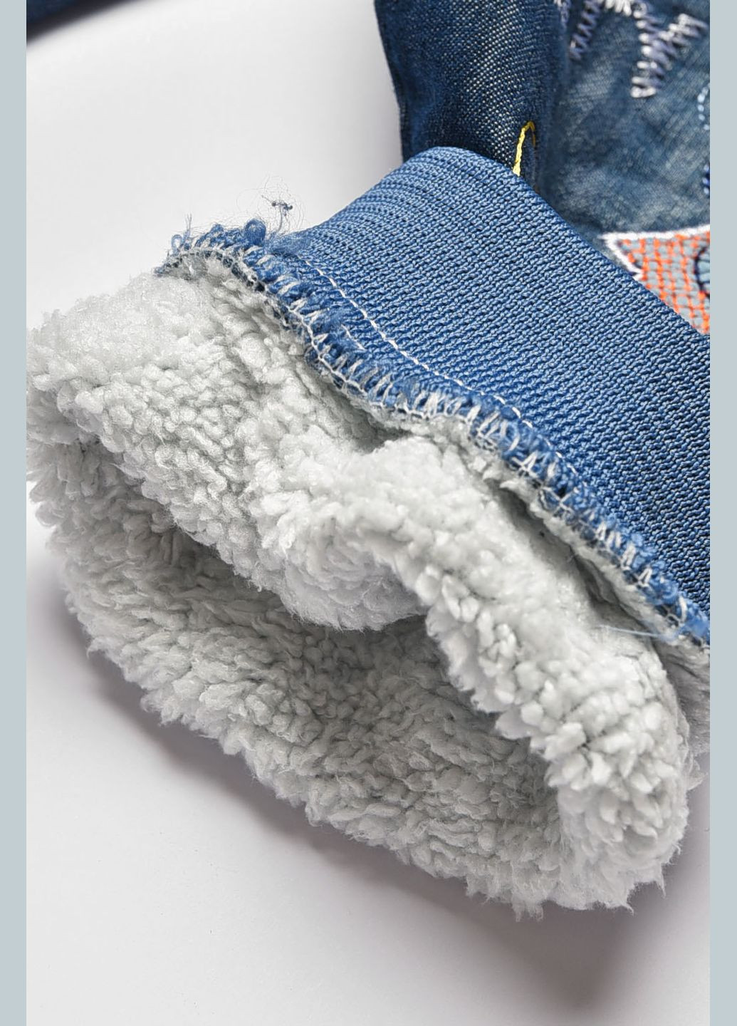 Синие зимние зауженные джинсы детские для мальчика синего цвета зима на меху Let's Shop