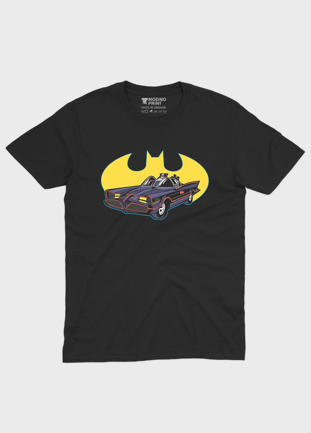 Чорна демісезонна футболка для хлопчика з принтом супергероя - бетмен (ts001-1-bl-006-003-034-b) Modno