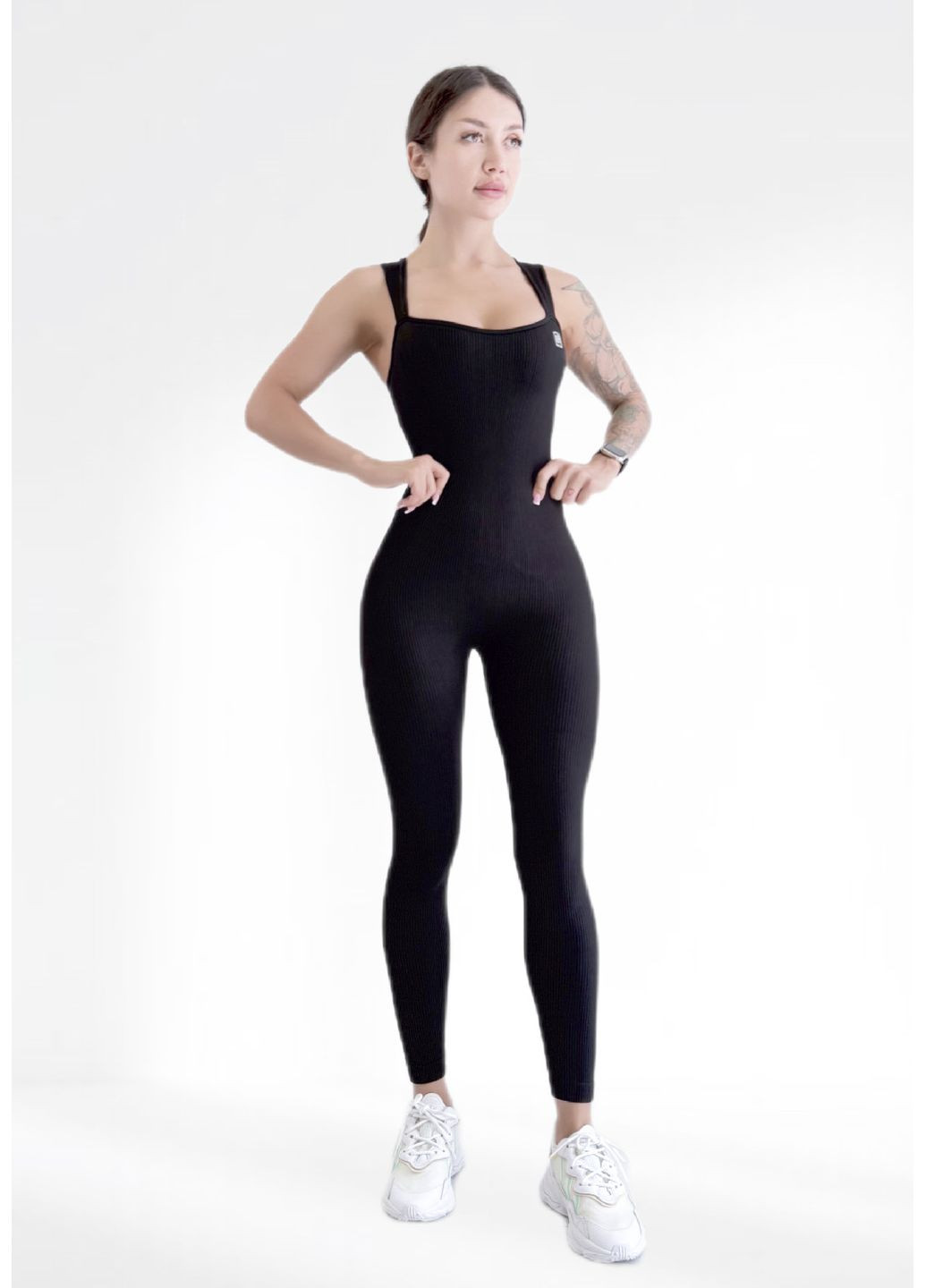 Спортивный комбинезон женский в рубчик LILAFIT комбинезон-брюки чёрный спортивный нейлон