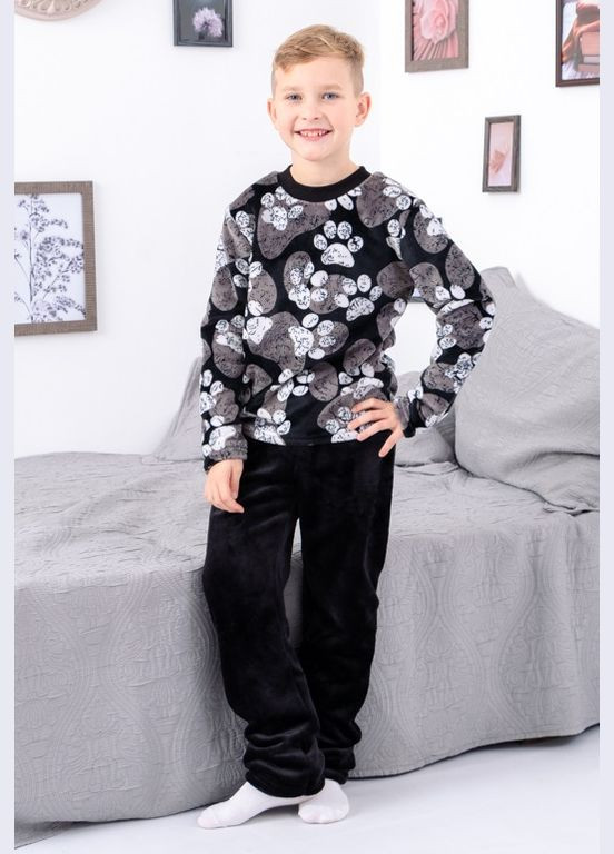 Черная зимняя пижама для мальчика (p-4080) Носи своє