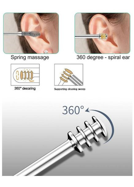 Набор инстументов для чистки ушей от ушной серы с футляром, 8 предметов JCD (311281224)