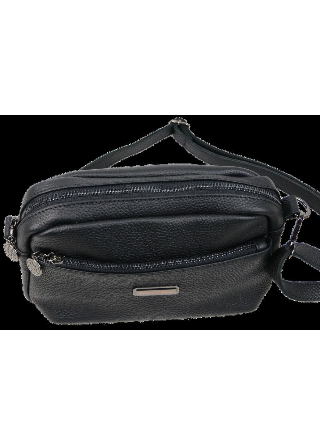 Жіноча шкіряна сумка на плече чорна Borsacomoda (360893829)