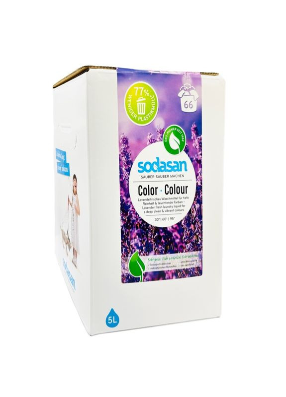 Рідкий засіб Color LAVENDER для прання кольорових і чорних речей з пом'якшувачем води та кондиціонером 5000 мл 1517 Sodasan (271039531)