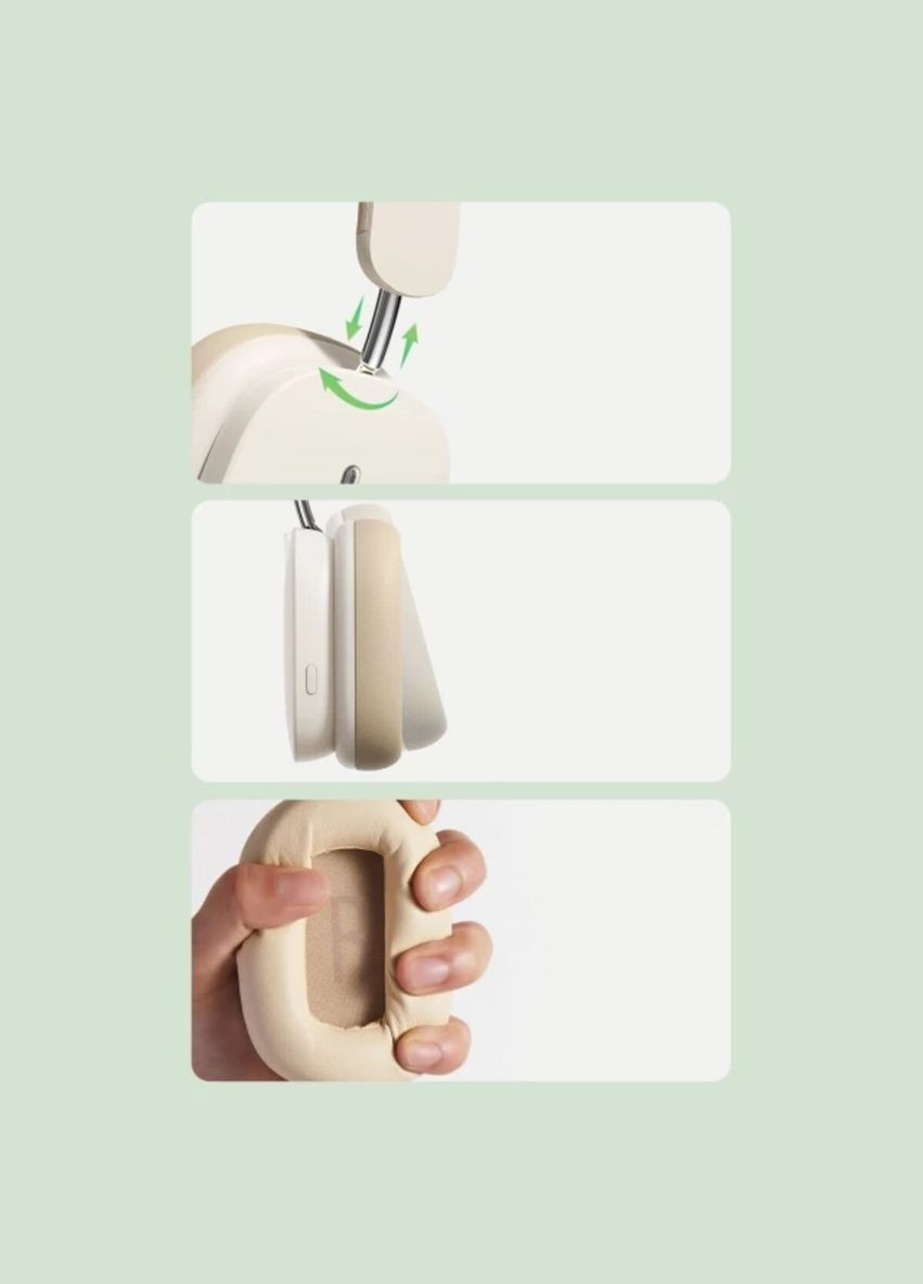 Бездротові навушники Rice White (NGTW230002) Baseus Bowie H1 Noise-Cancelling Wireless Headphones (342747587)