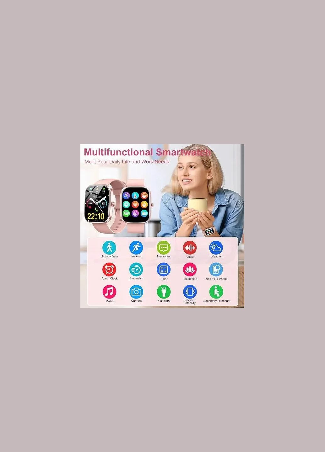 Cмарт годинник Sudorov T70, 1,91" з набором/відповіддю дзвінків, пульсометром/SPo2/монітором сну, IP68, рожевий Smart Watch (334016545)