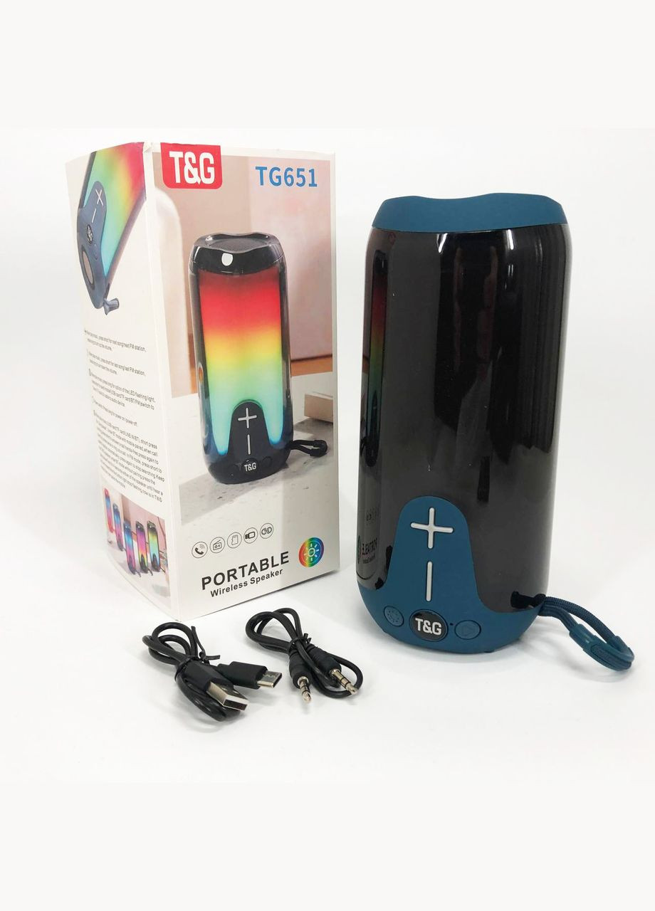 Bluetooth-колонка TG651 с RGB ПОДСВЕТОМ, аккумуляторная колонка для музыки, для вечеринки. Цвет: синий No Brand (359475268)