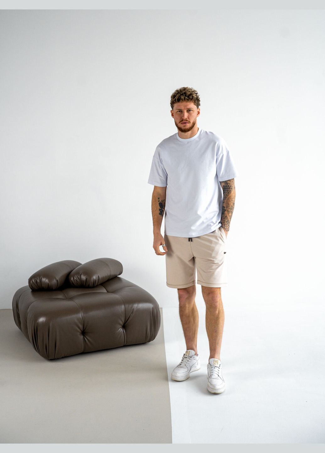 Шорты мужские спортивные повседневные серые шорты трикотажные оверсайз из хлопка baske Teamv (341721049)