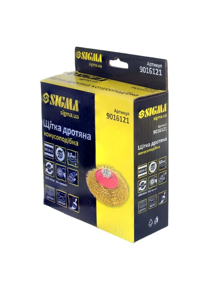Щётка проволочная конусная Ø125мм М14×2мм (латунированная) (9016121) Sigma (395989202)