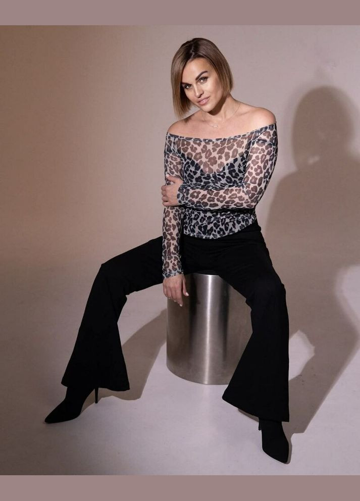 Лонгслів леопардовий прозорий MKKC230135-1 Modna KAZKA (336933786)