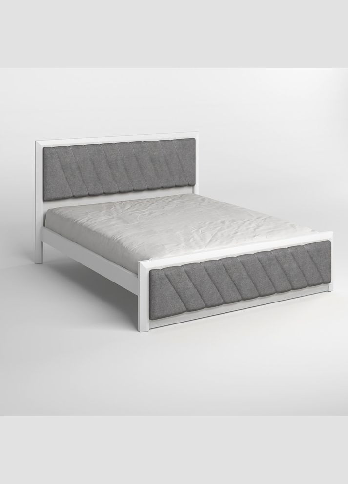 Односпальная деревянная кровать Барселона Б6 (RAL9003)/Аляска 93 (Серый) 90х200 см (MBG-14427) Mebigrand (366086541)