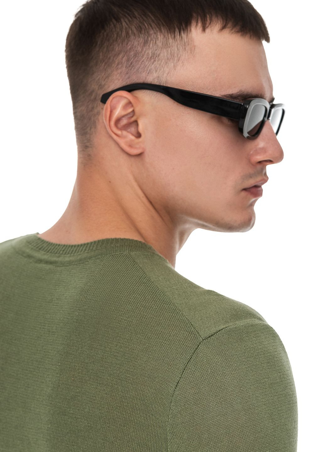 Світло-зелений бавовняний тонкий чоловічий светр SVTR