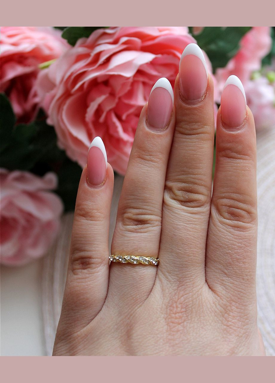 Жіноче кільце з камінням " Перекрут", розмір 17, жовте золото No Brand (332987655)