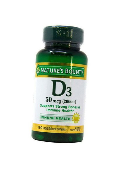 Витамин Д3, Холекальциферол, Vitamin D3 2000, 150гелкапс (36527001) Nature's Bounty (293254831)