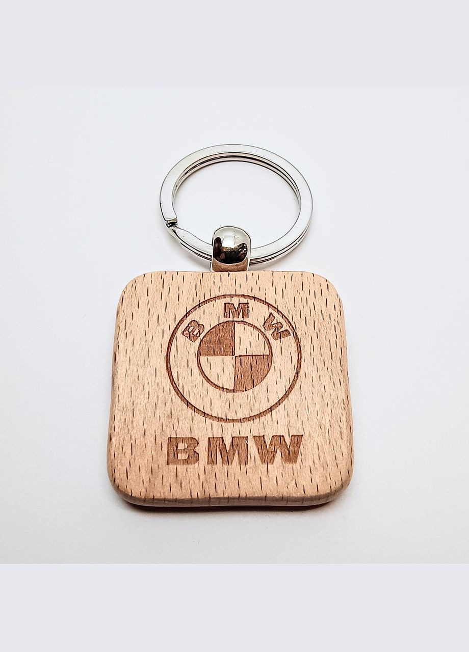 Брелок автомобильный деревянный BMW Кольцо БМВ для ключей Светло 4.9 см x 4 см Finding (332054989)