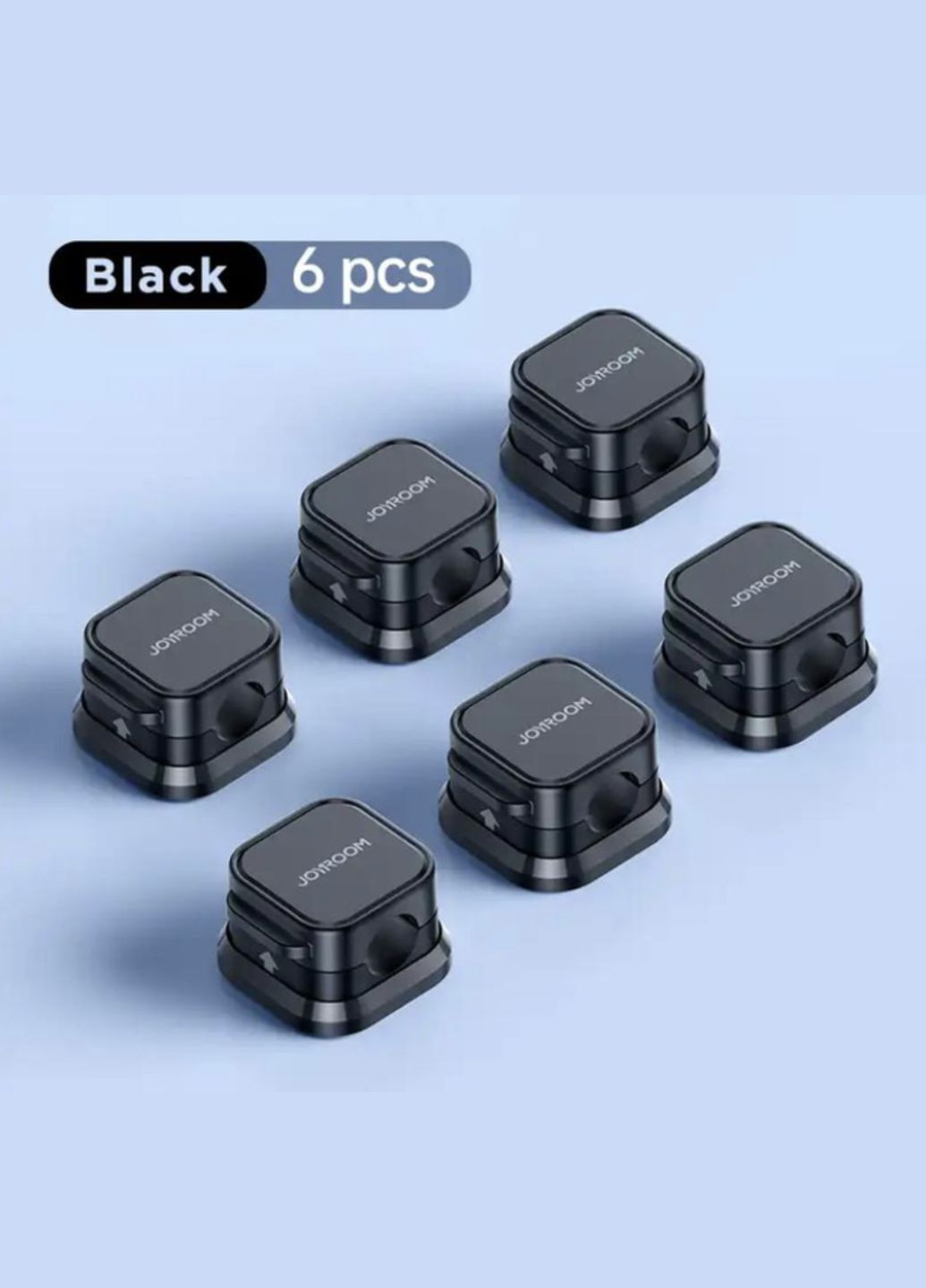 Магнітний органайзер фіксатор кабелю тримач для дроту затискач стяжка самоклеючий 6 шт Чорний Lencent (340276255)