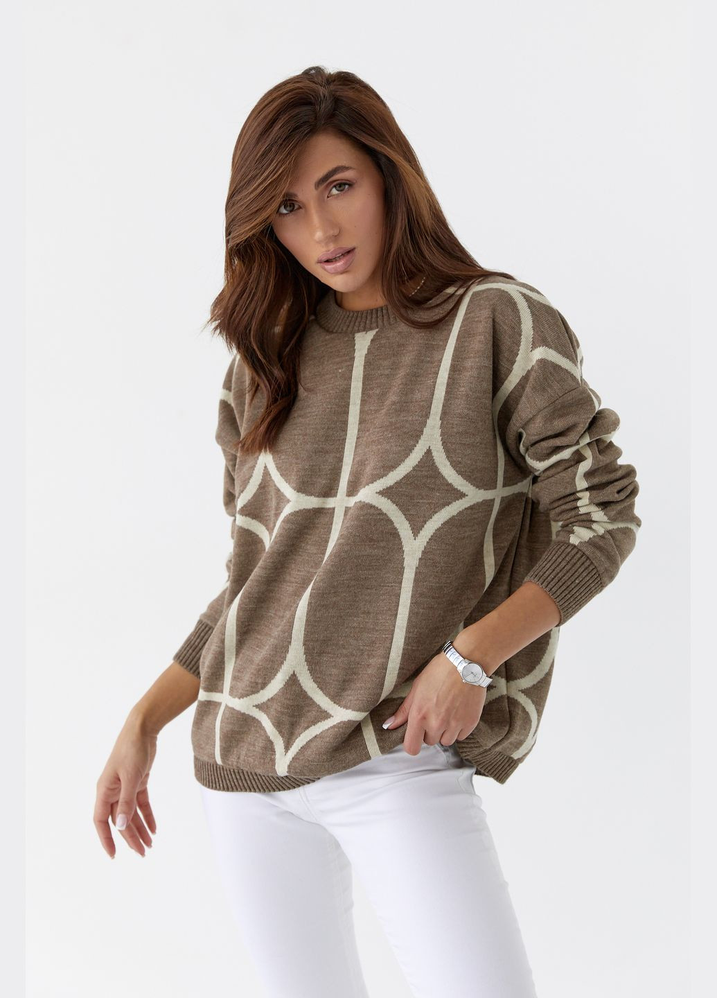 Темно-бежевый зимний вязаный женский свитер оверсайз (-sviter-213) MarSe