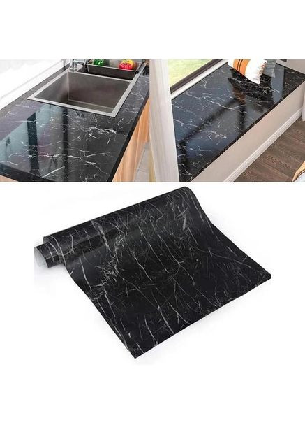 Водонепроникна самоклеюча плівка для кухонних поверхонь 5 м на 60 см Чорний мармур No Brand (279784486)