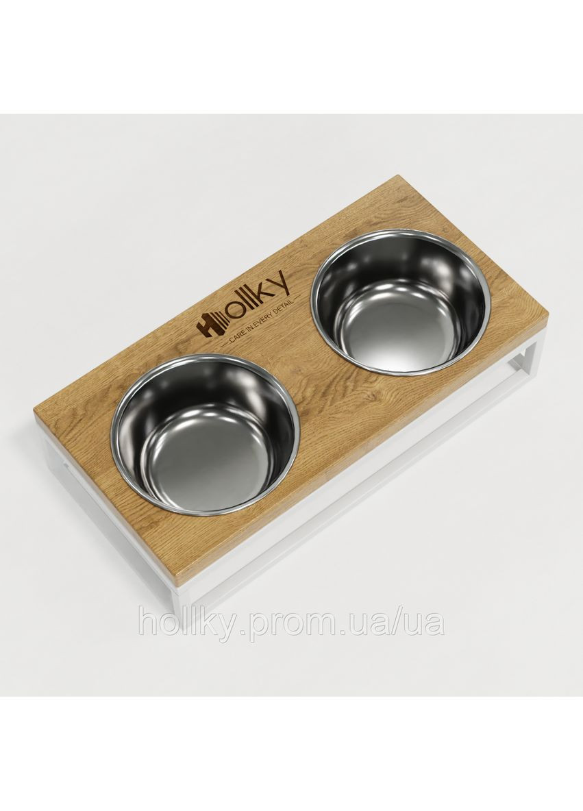 Миски на подставке для маленьких собак и кошек Base S (2×0,45 л) BS-36187-WHNT Hollky (365652730)