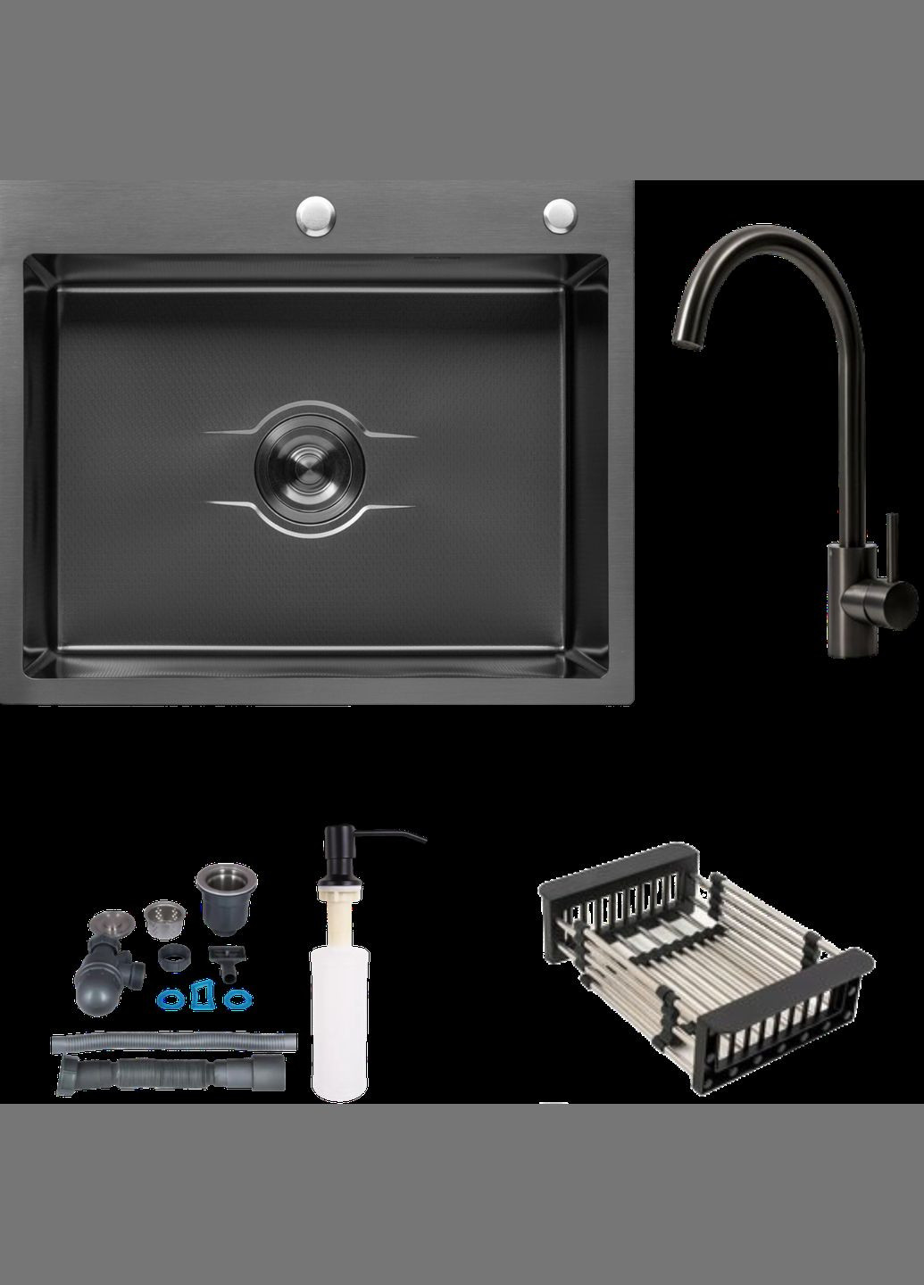 Комплект кухонной мойки KRP Derby – 6050HM PVD (2,5/0,5 мм) Kroner (336935218)