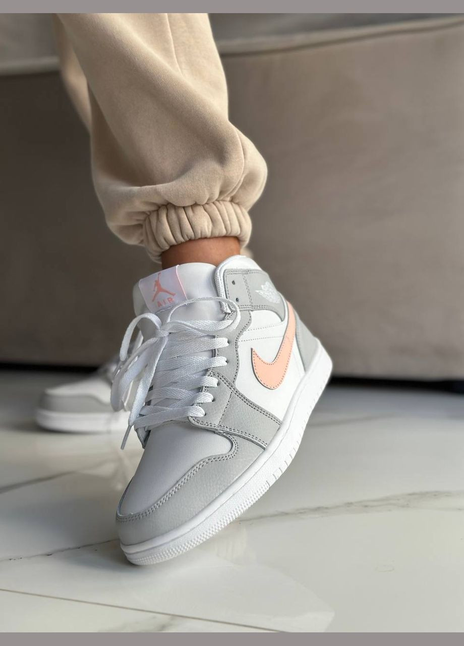 Кроссовки зимние женские Nike Air Jordan 1 winter gray white pink fur | Найк Аир Джордан 1 высокие серые белые розовые с мехом No Brand серые зима (308072613)