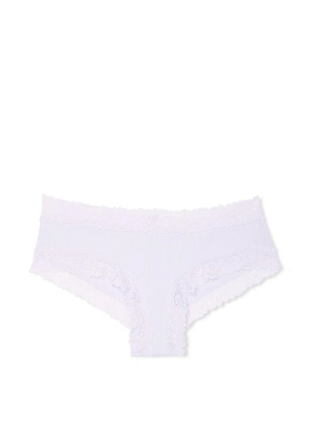 Трусики-чіки жіночі бавовняні з мереживом PINK Wink Lace-Trim Cheeky Panty світло-бузкові Victoria's Secret (330829521)