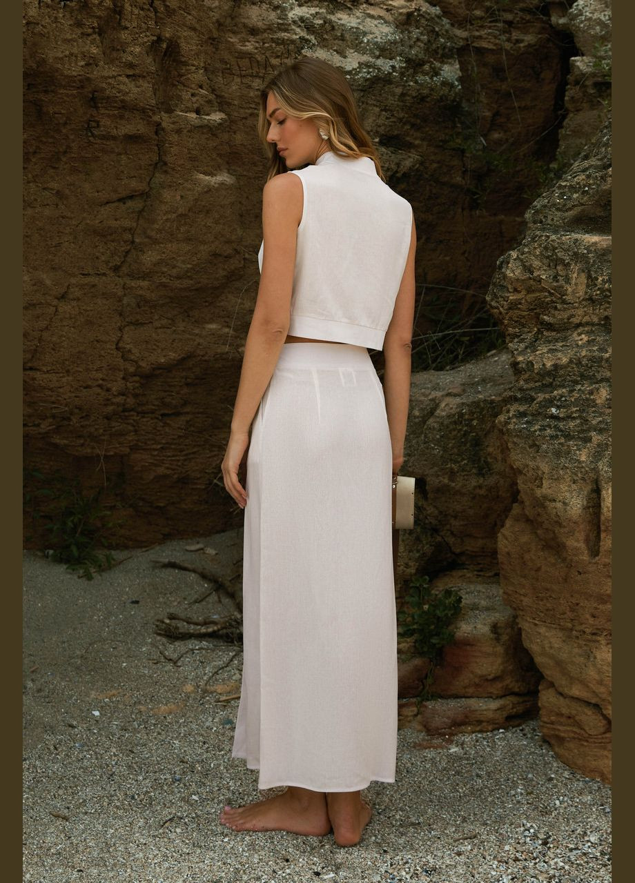 Молочная юбка меди на запах на пуговице. молочный Seventeen на запах