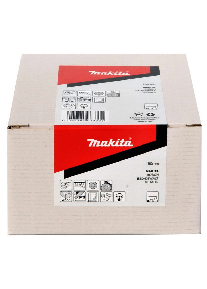 Набір шліфувального паперу P-37605 (150 мм, 6 отворів, К120, 50 шт) шліфпапір шліфувальний диск (7051) Makita (295040670)