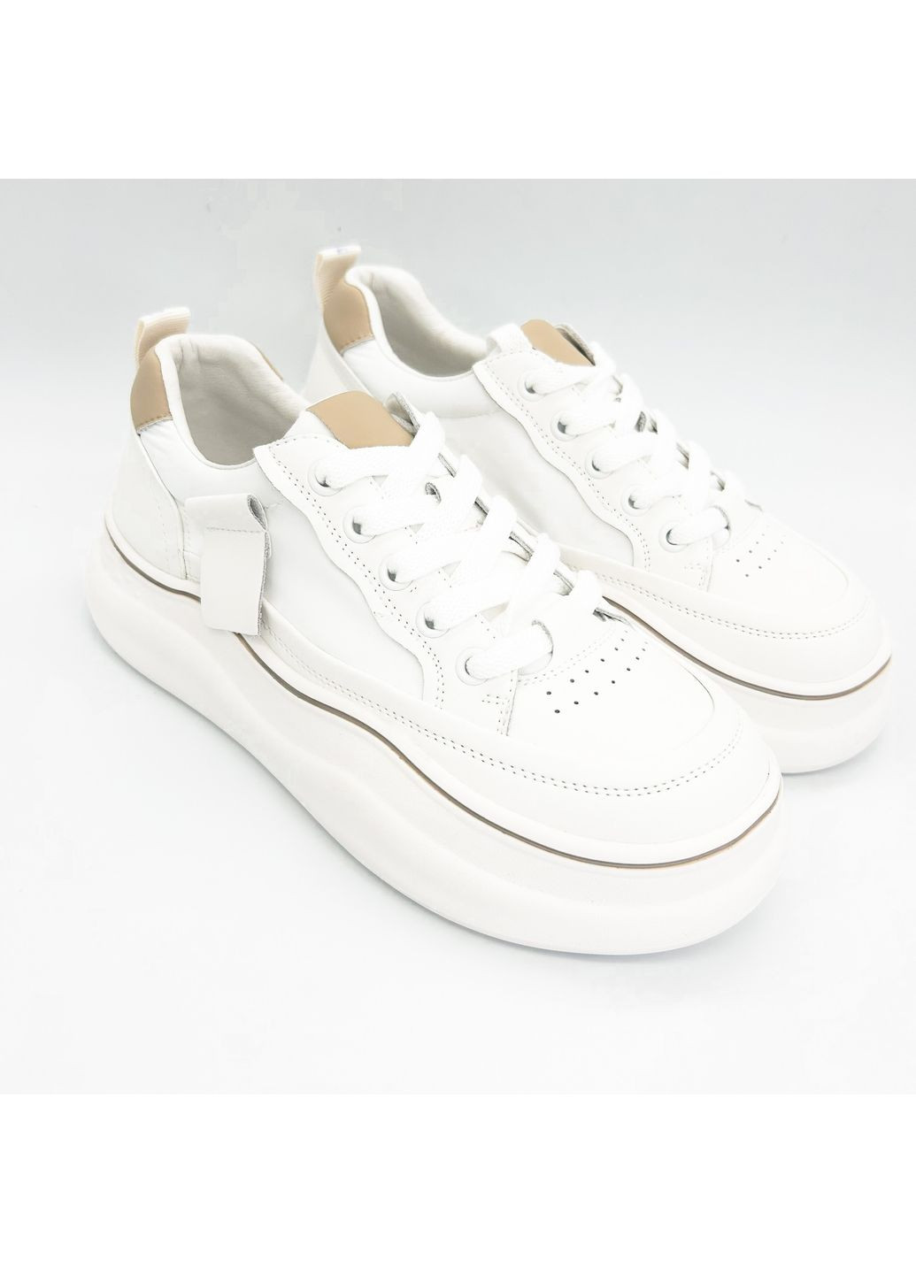 Белые кеды (р) кожа/текстиль 0-1-1-am-13615-1-16 Baderus