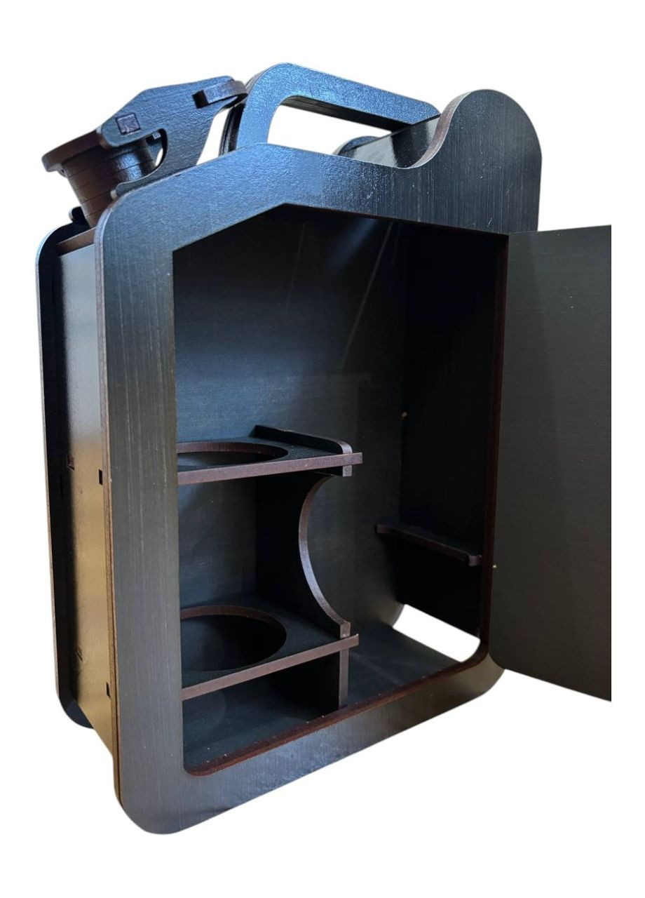 Міні Бар Каністра для Пляшок з Відсіком для Чарок та пляшки 33x24x9.5 см. 0.5 л.Темна No Brand (363133027)