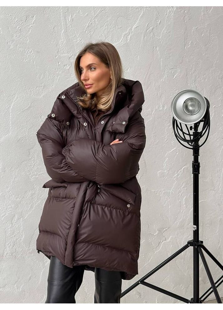 Коричнева куртка rudy (подовжена) колір шоколад рейнс milirud