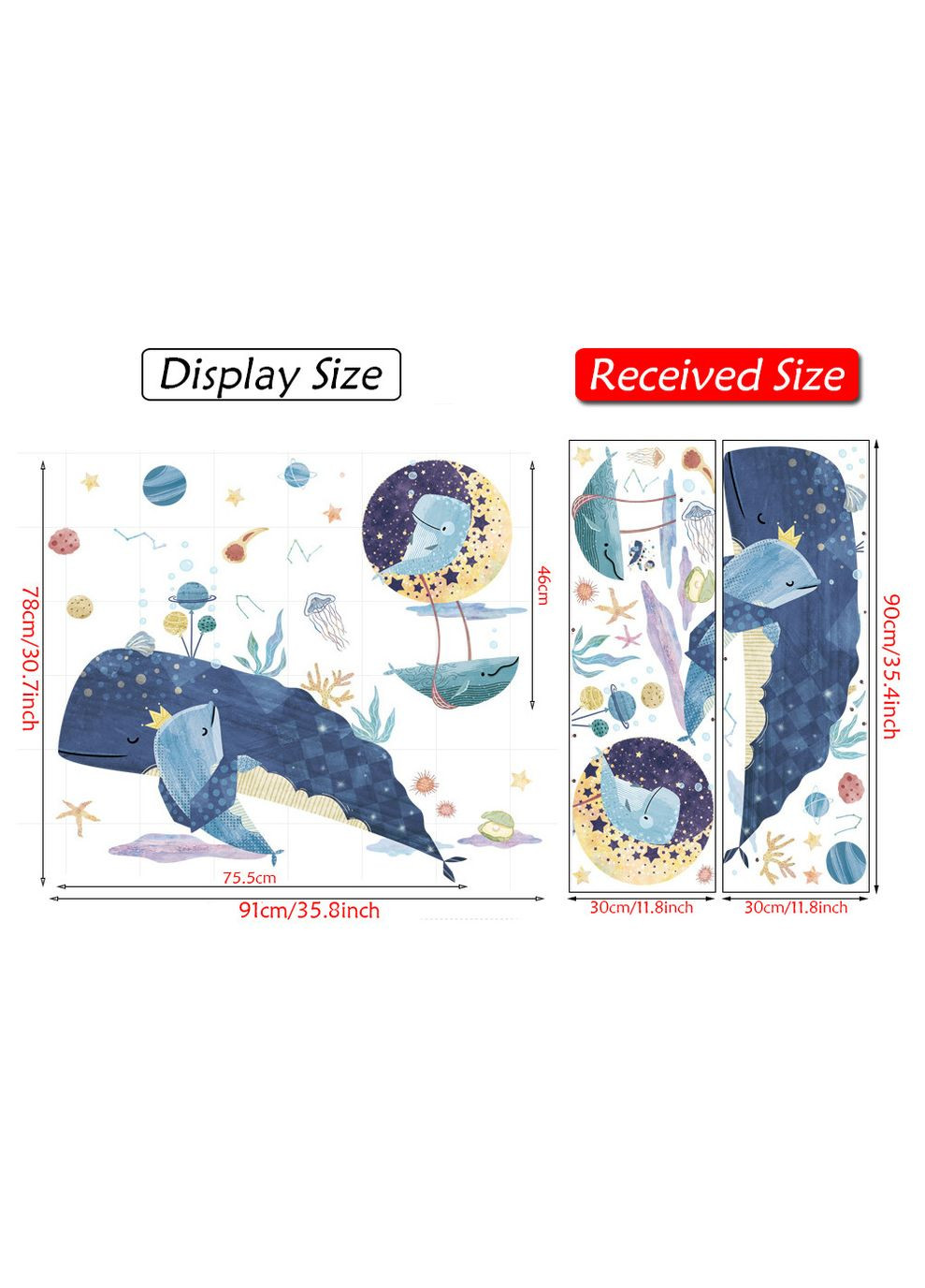 Вінілова наклейка Синій кит із дітьми (лист 60 х 90 см) Б437-7 No Brand (335413377)