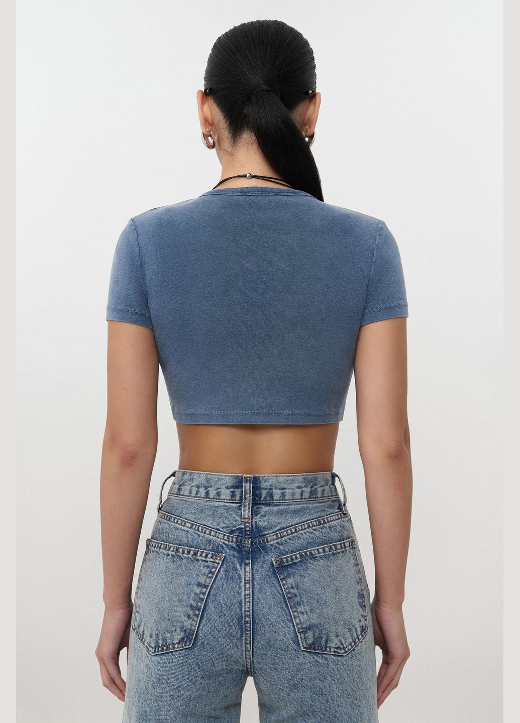 Синій топ з коротким рукавом FLOW Топ (313618561)