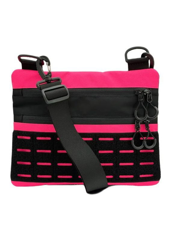 Мужская сумка через плечо, RoKit Black Pink M с патч панелью, Мужская сумка через плечо под патчи. HardKIT 9377210-3-НК (370286701)