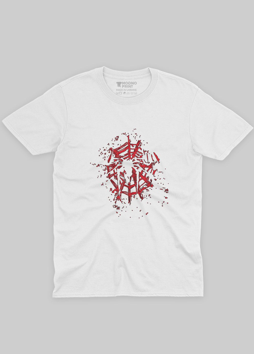 Біла демісезонна футболка для хлопчика з принтом супергероя - людина-павук (ts001-1-whi-006-014-003-b) Modno