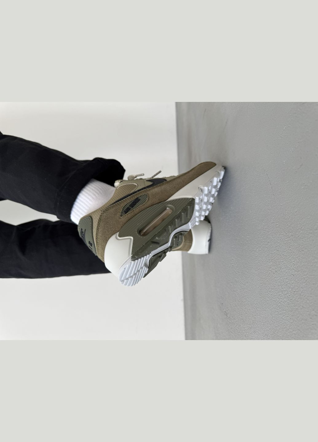 Оливковые (хаки) демисезонные кроссовки мужские nike air max 90 khaki | найк аир макс 90 хаки No Brand