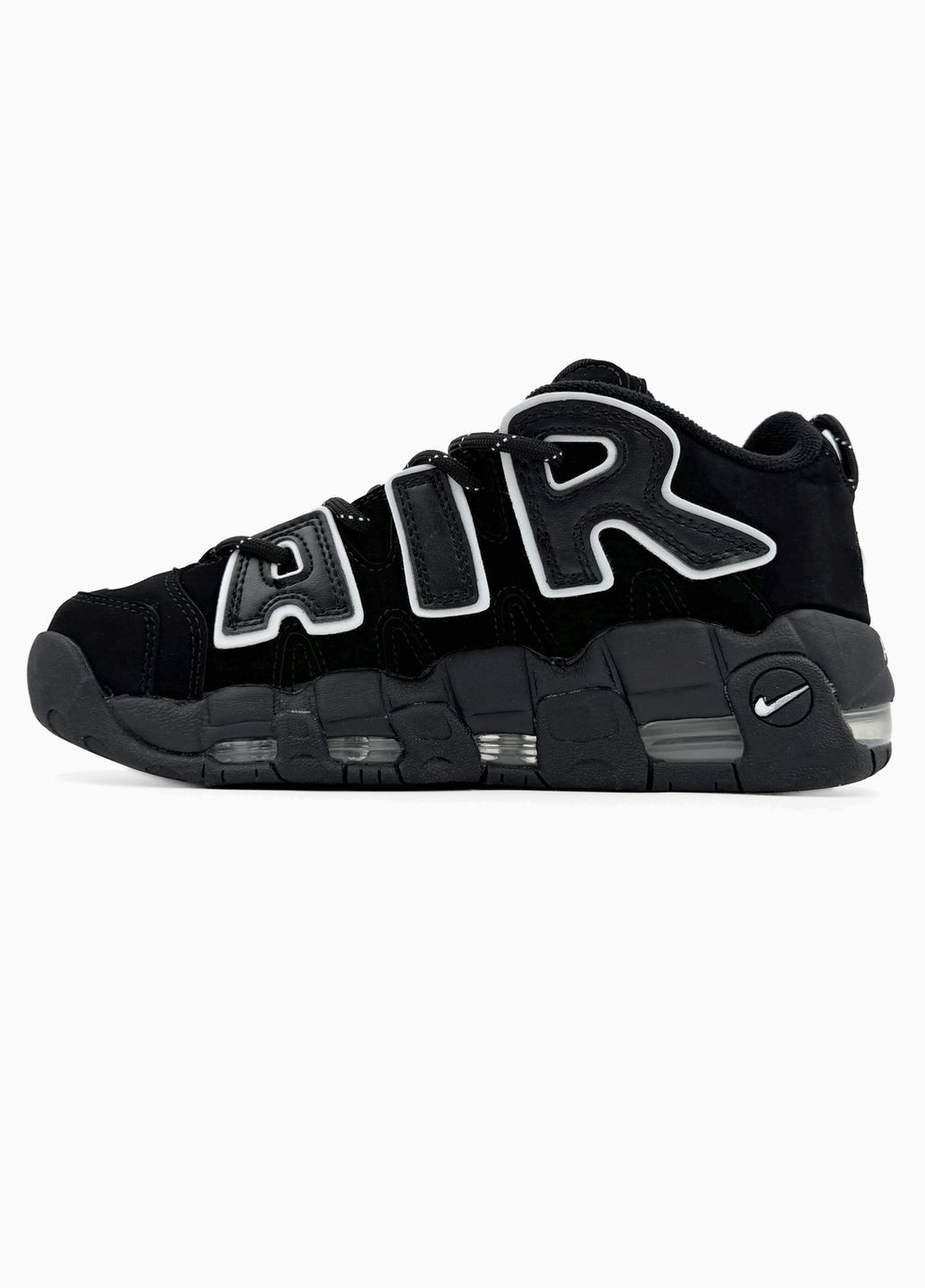 Чорні кросівки nike No Brand Air More Uptempo 96 Black/White