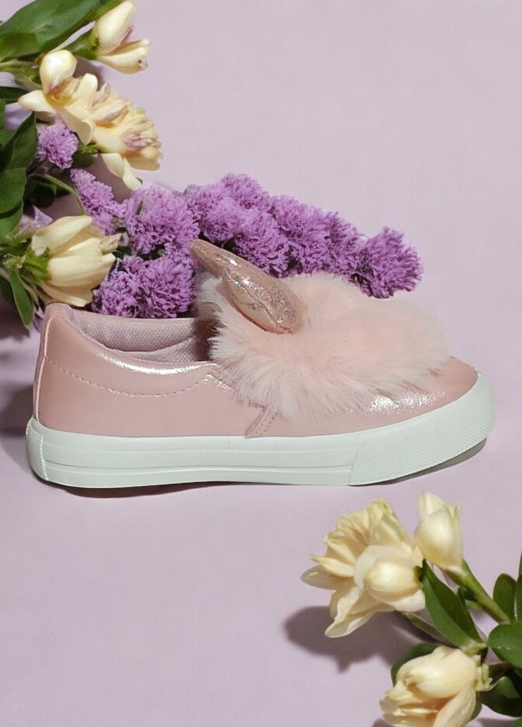 Рожеві осінні кросівки пухнасті з вушками для дівчинки 7067 рожеві CSCK.S
