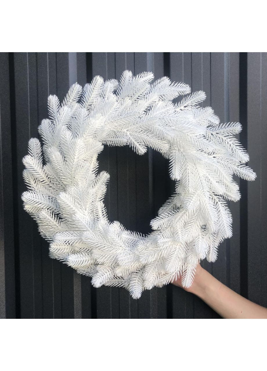 Вінок хвойний різдвяний Traditional литий d-40 см Білий No Brand (370161639)