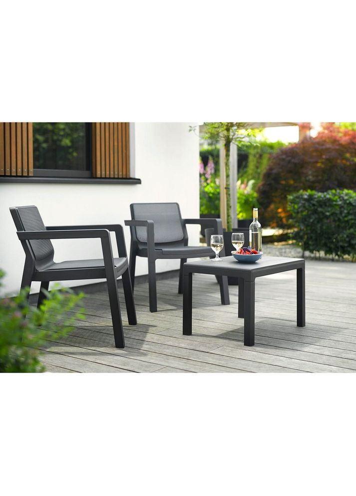 Комплект садових меблів Emily Balcony Set without cushions (без подушок) 2 крісла + 1 стіл графіт 247062 Keter (317304084)
