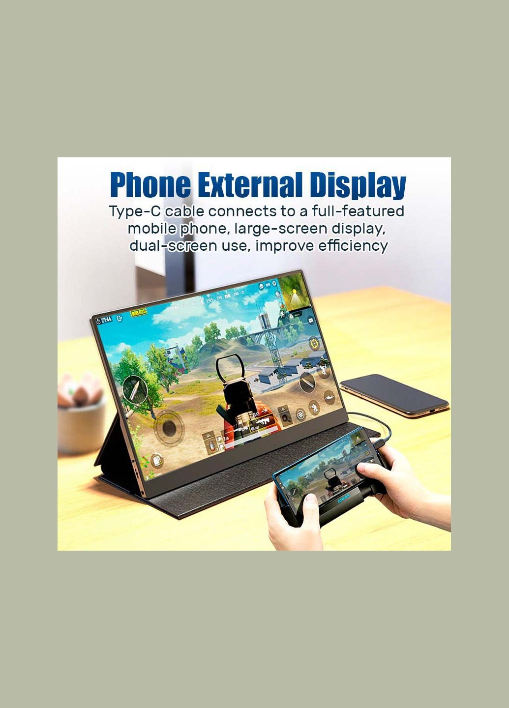 Монитор портативный 133UC / 13.3'' / IPS / 3840x2160 4K / Type-C / HDMI / jack 3.5 мм / второй экран No Brand (327422797)