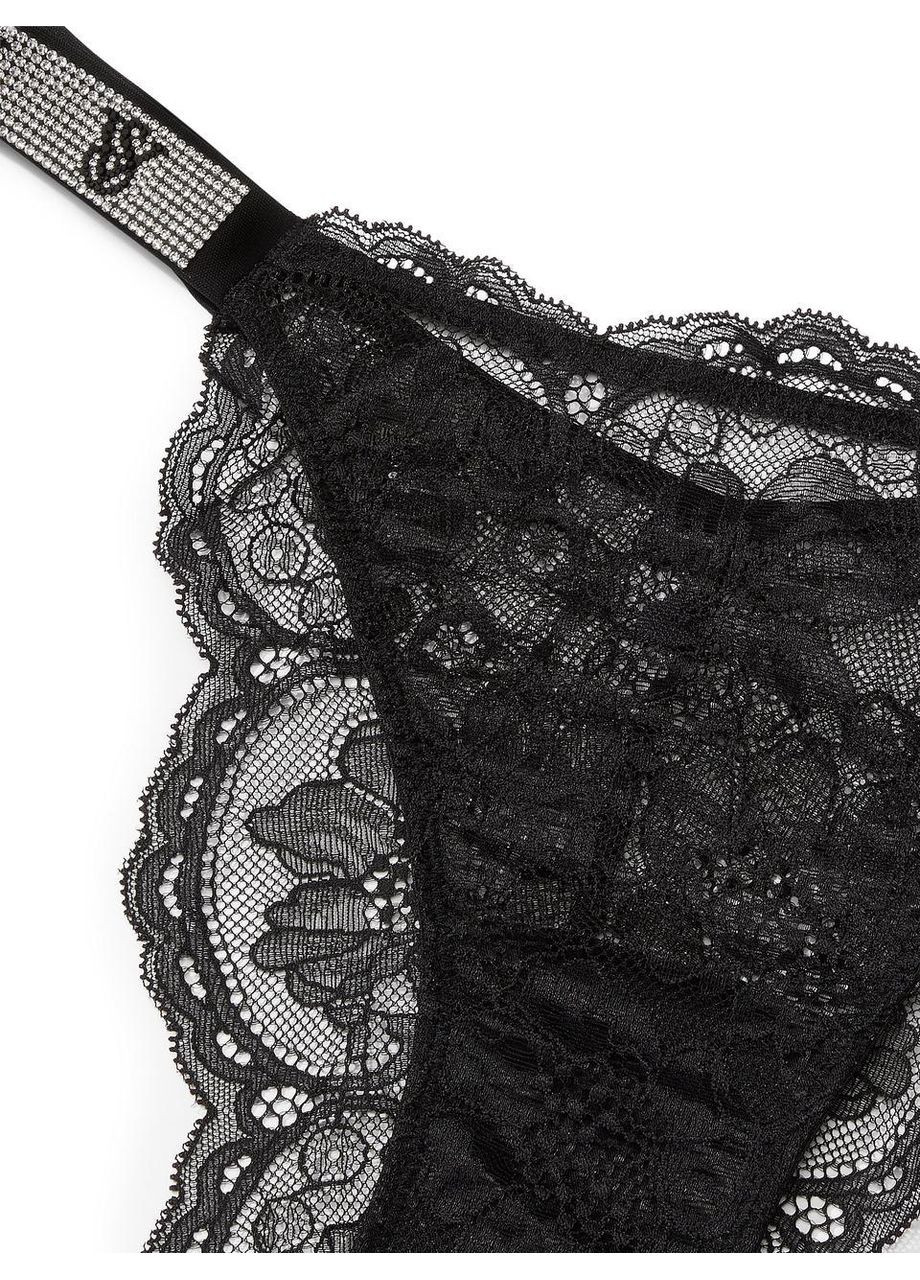 Жіночі трусики Shine Strap Lace Brazilian S чорні Victoria's Secret (290147836)