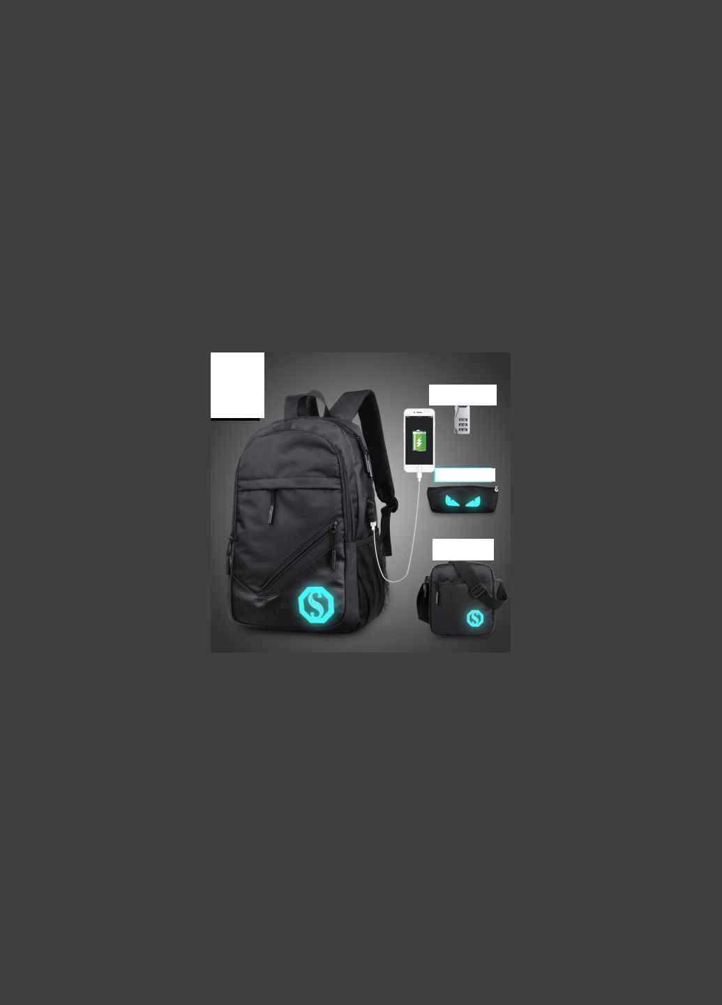 Рюкзак Senkey & Style чорний з USB з кодовим замком, пеналом і із сумкою через плече USB Senkey&Style (290683327)