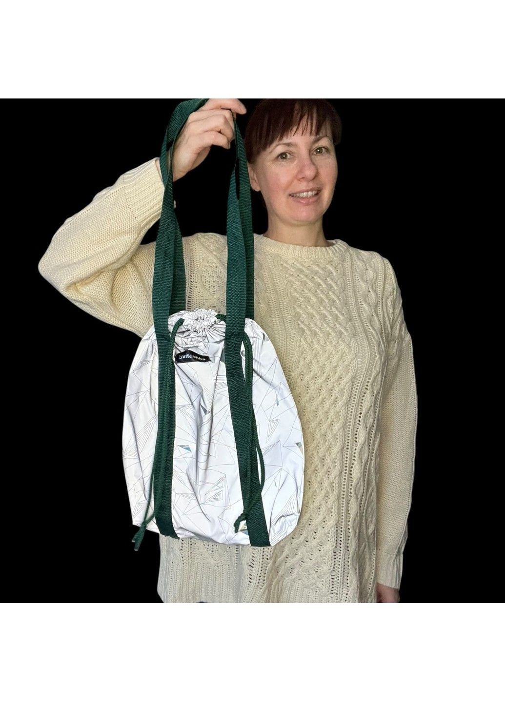 Светоотражающий шопер Svitashka «Абстракция» на завязках с зелеными ручками No Brand (335051162)