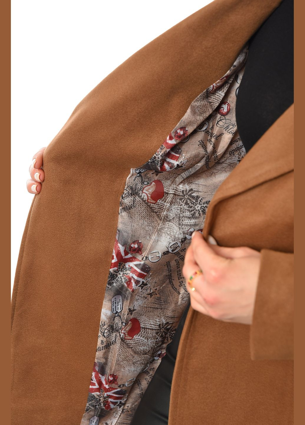 Коричнева демісезонна пальто жіноче на запах коричневого кольору Let's Shop