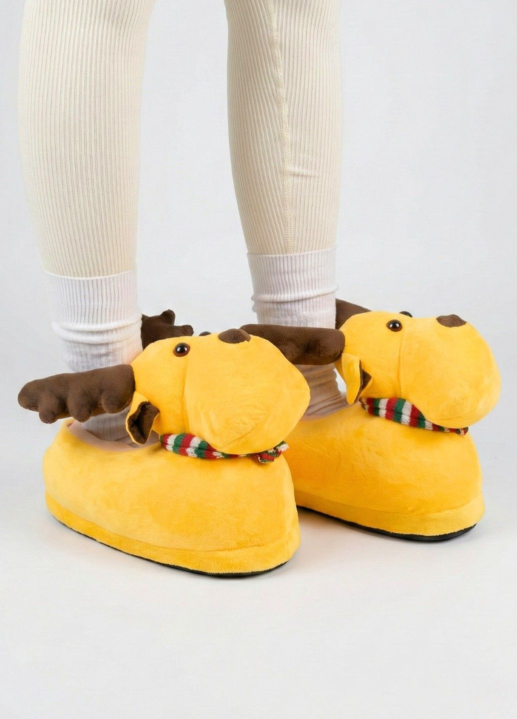 Капці домашні Олень іграшки дитячі жовті плюшеві Lalapka (370606194)