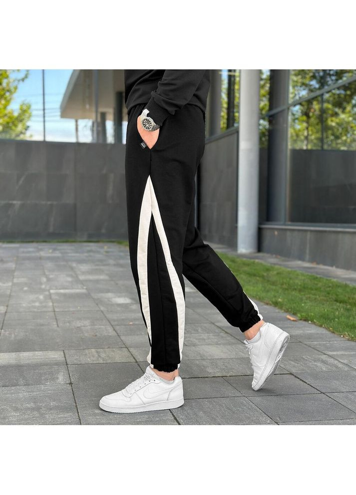 Чоловічі демісезонні штани Джоггери чорні двунитка No Brand (354792689)