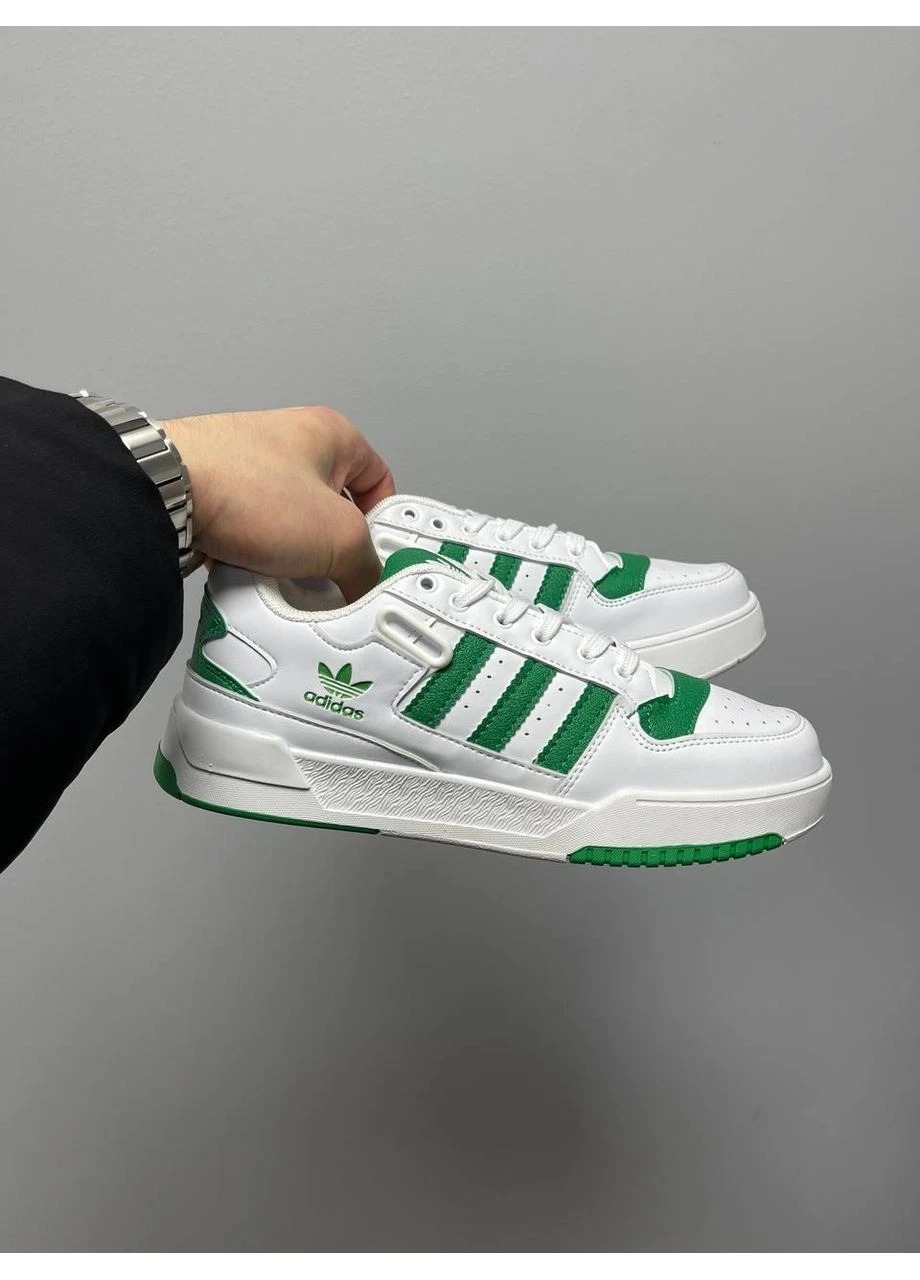 Белые летние кроссовки adidas new low forum white green адидас форум No Brand
