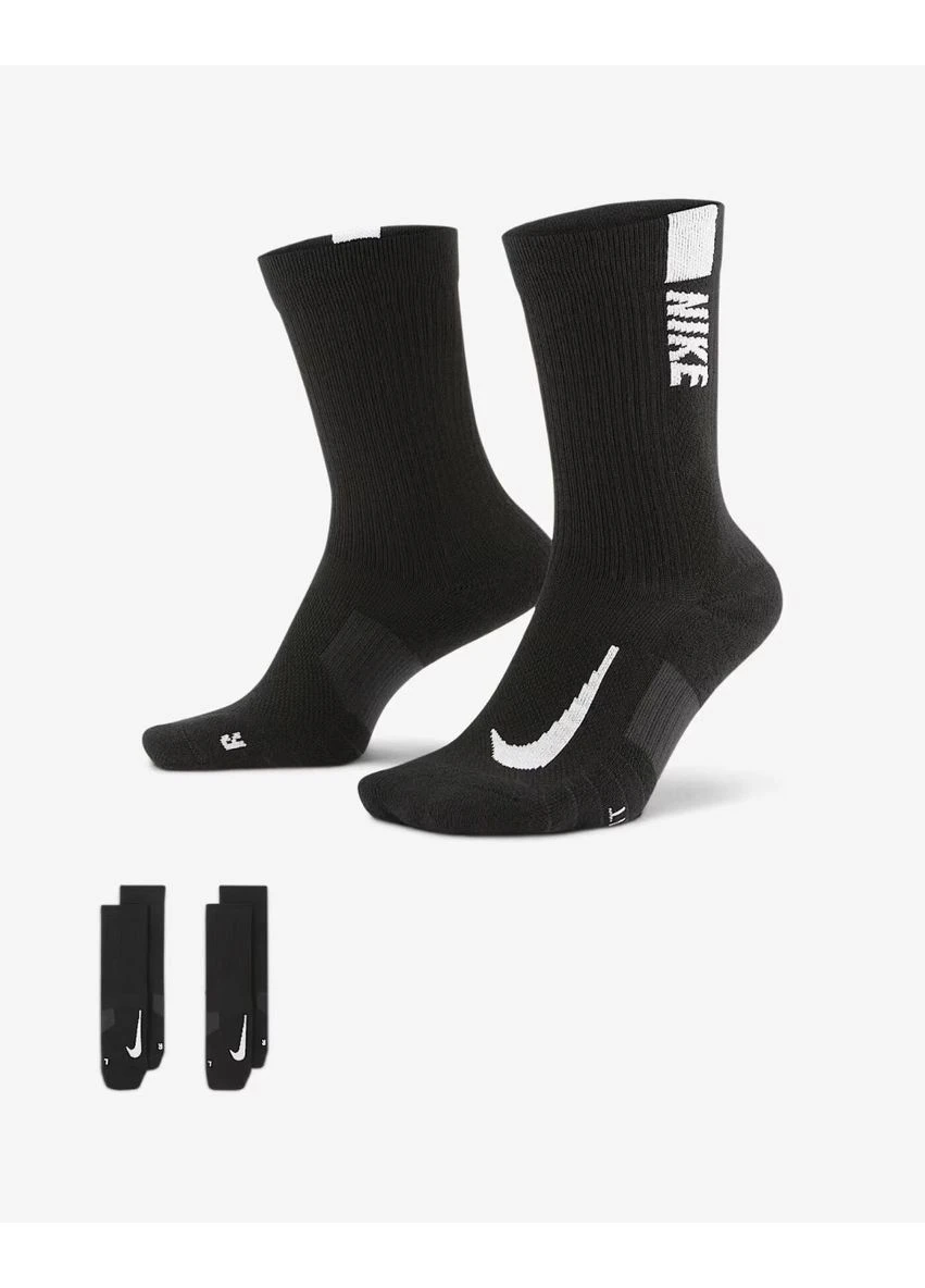 Чёрные носки u nk mltplier crw 2pr Nike (380942602)