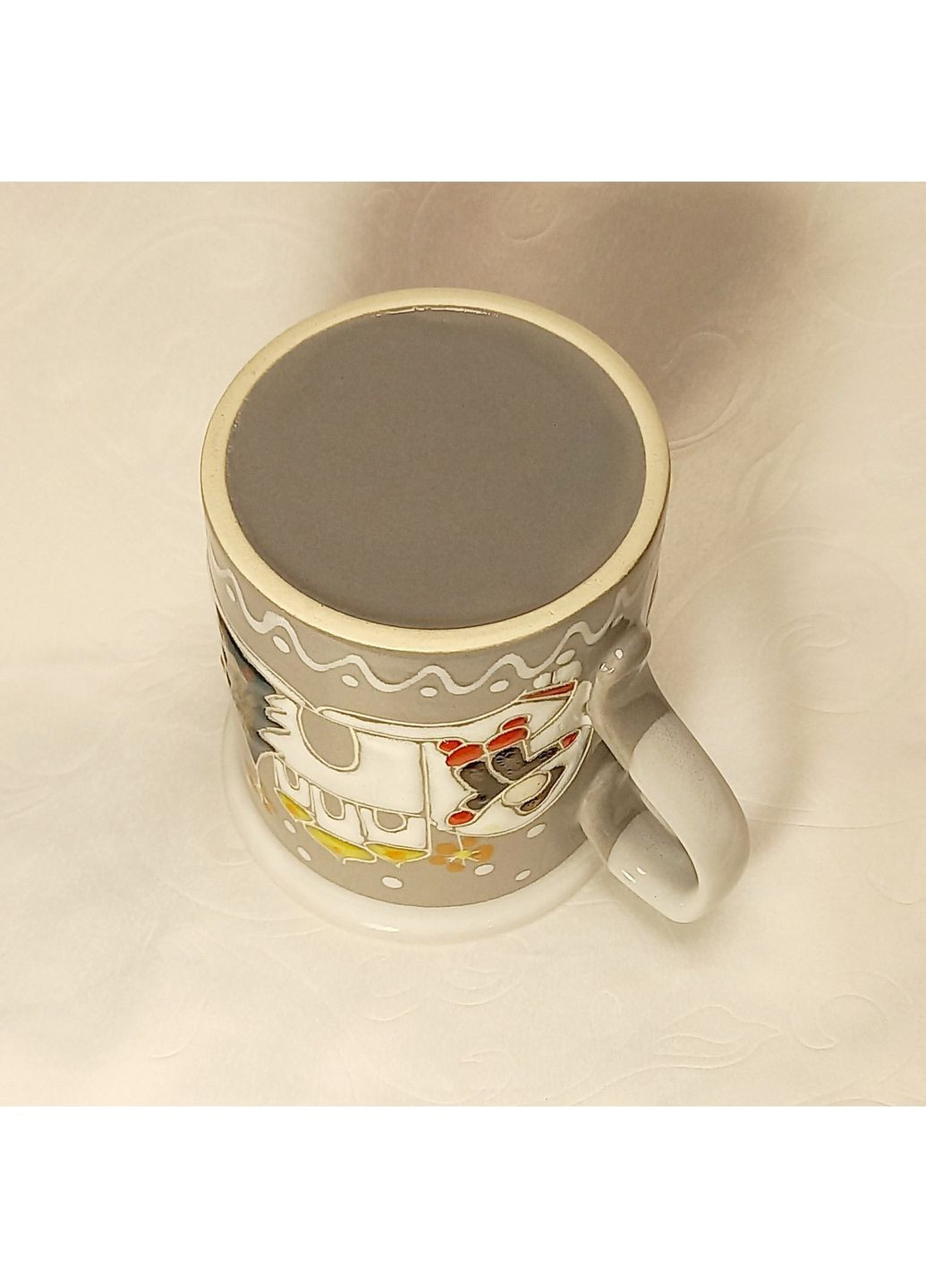 Чашка керамічна ручної роботи "Різдво" сіра (300 мл) No Brand (369953990)